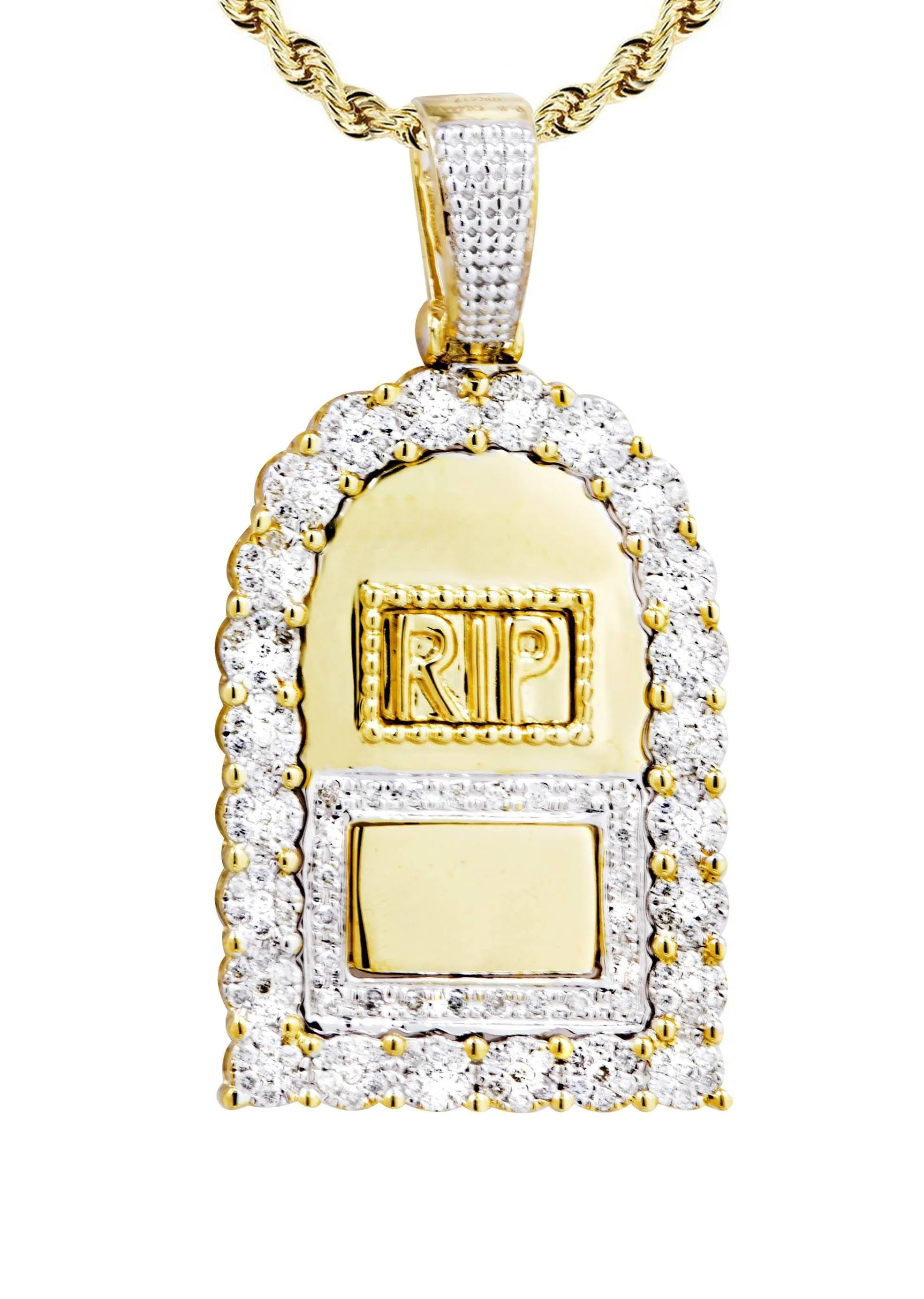 10K Yellow Gold RIP Diamond Necklace  | 0.85 Carats