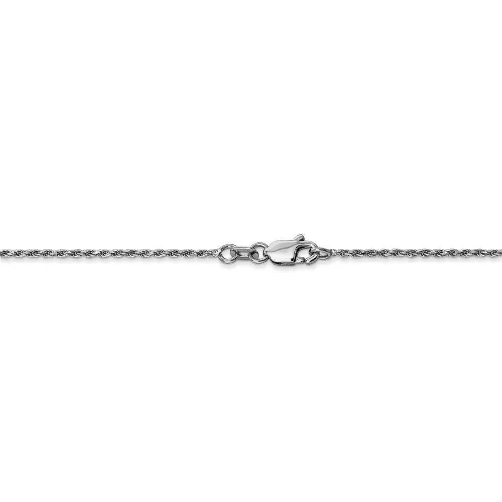 1.15mm, 14k White Gold, Diamond Cut Solid Rope Chain Necklace