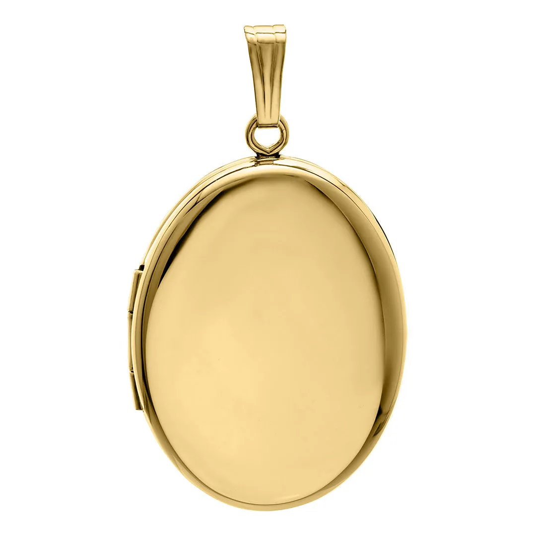 14K Yellow Gold 20x25mm Oval Locket Necklace