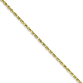 1.5mm, 10k Yellow Gold Diamond Cut Solid Rope Chain Necklace