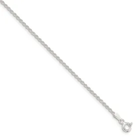 1.5mm Sterling Silver Classic Solid Rope Chain Anklet