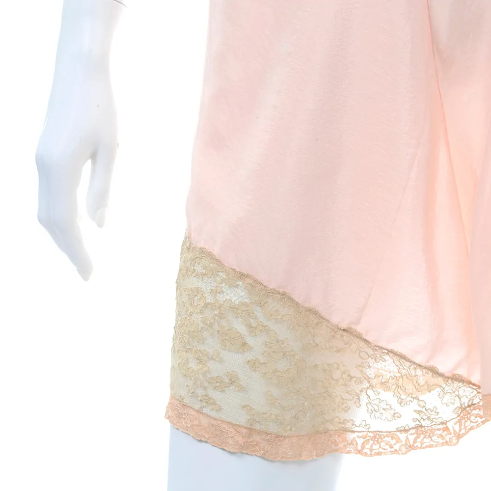 1930's Pink Silk Bra & Tap Pants Set w/ Lace Details