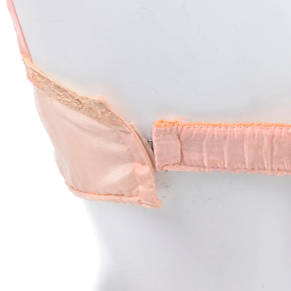 1930's Pink Silk Bra & Tap Pants Set w/ Lace Details