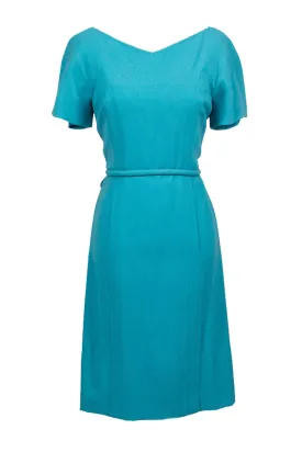 1960's Pauline Trigere Blue Wool Vintage Dress