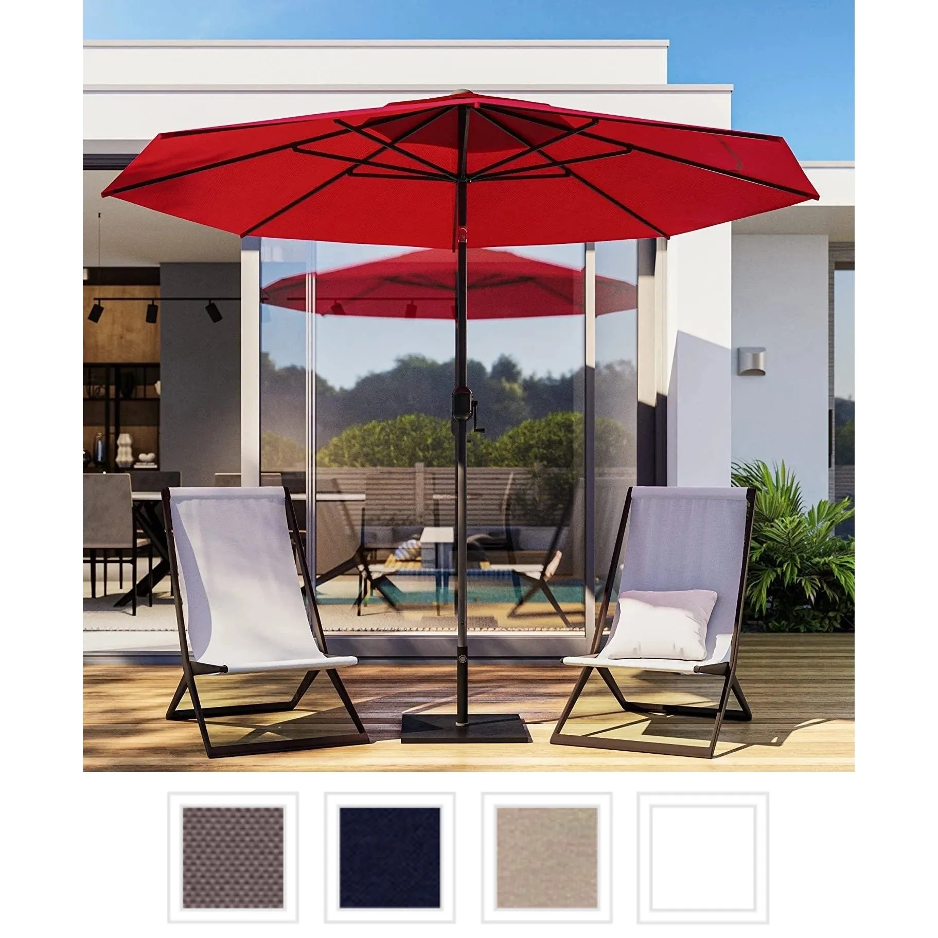 9-Foot Outdoor Patio Umbrella  -Hexagonal Basic Push-Tilt