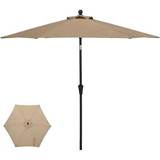 9-Foot Outdoor Patio Umbrella  -Hexagonal Basic Push-Tilt