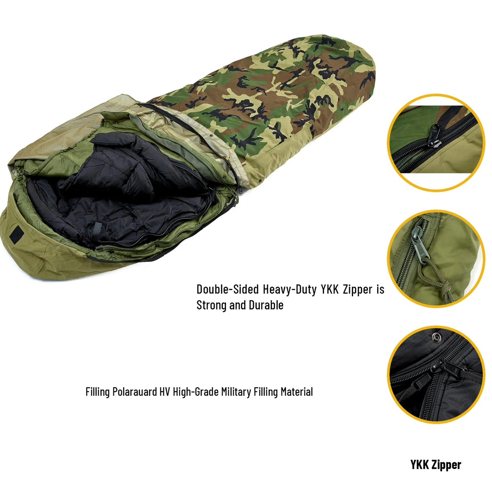 Akmax Modular Sleeping Bags System, Multi Layered with Bivy Cover for All Season Woodland