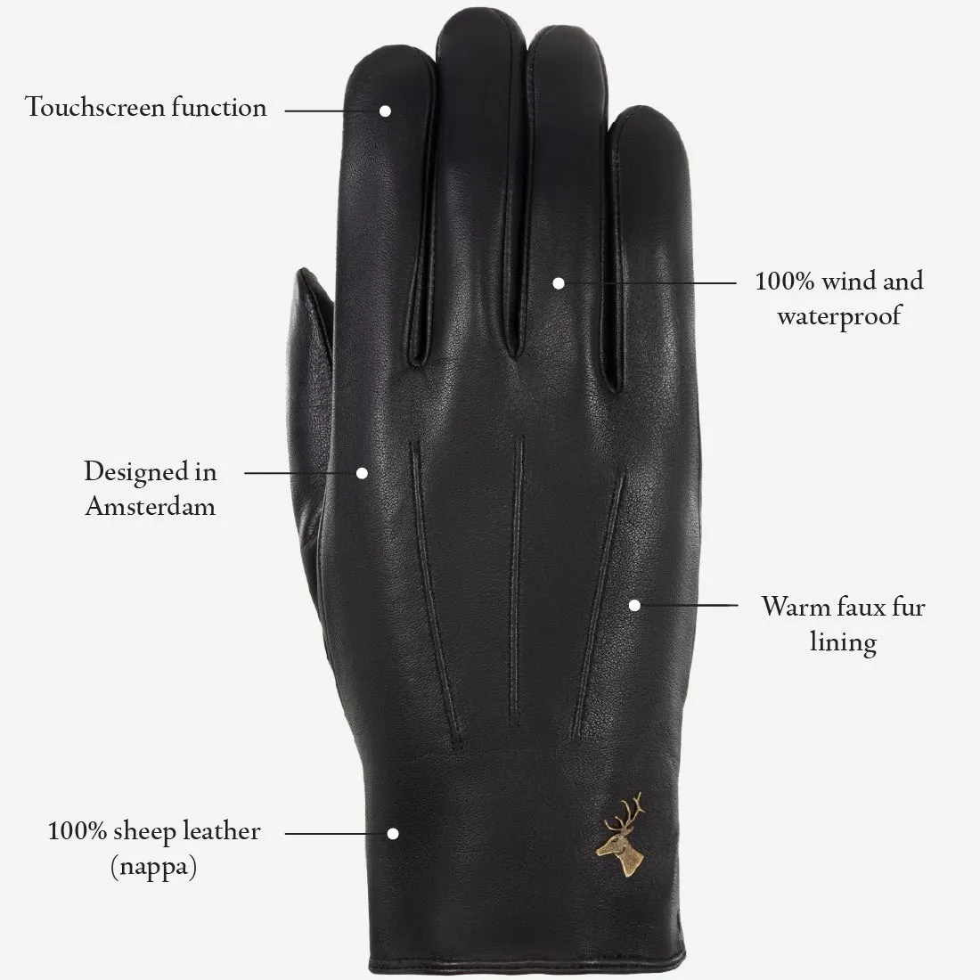 Al Capone – sheepskin leather gloves with luxurious faux fur lining & touchscreen feature