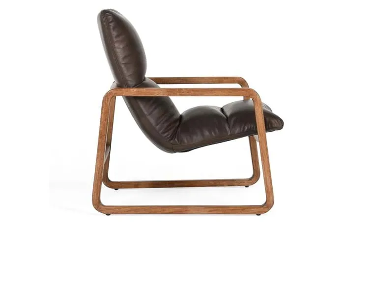 Atticus Truffle Brown Leather Accent Chair