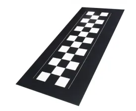 Black & White Chequer Biker Motorcycle Garage Mat