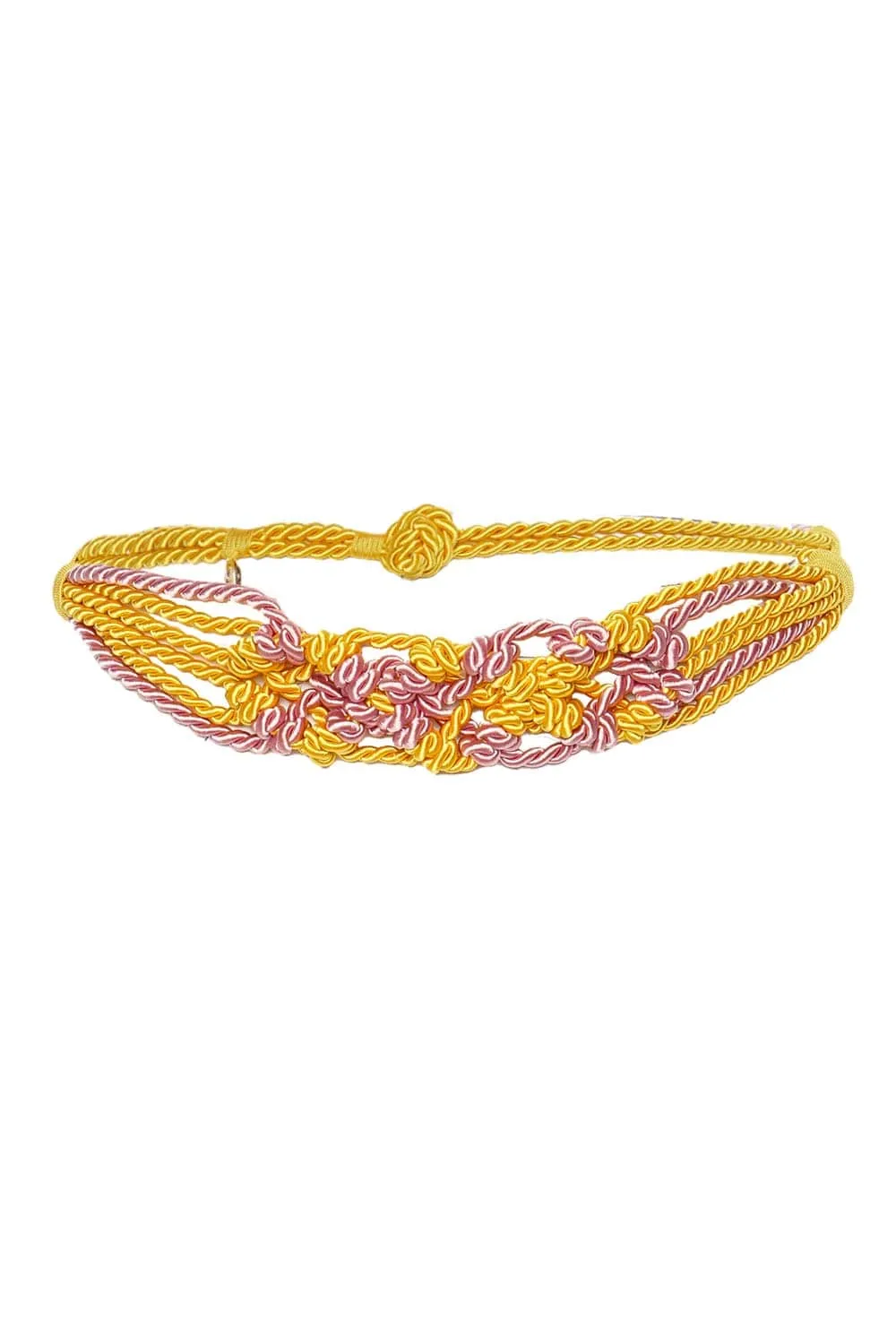 Bresia Yellow & Pink Braided Rope Belt