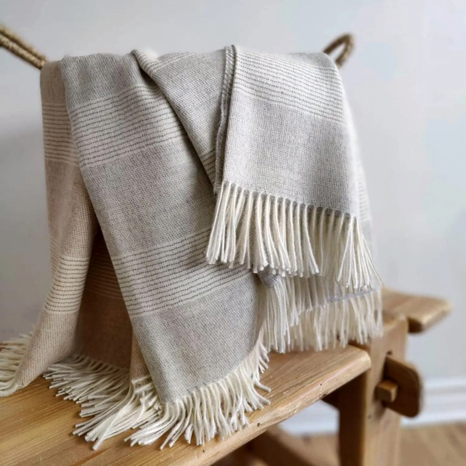 Brie Striped Grey Alpaca Throw