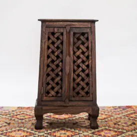 Carved Monkey Pod Wood Small Cabinet