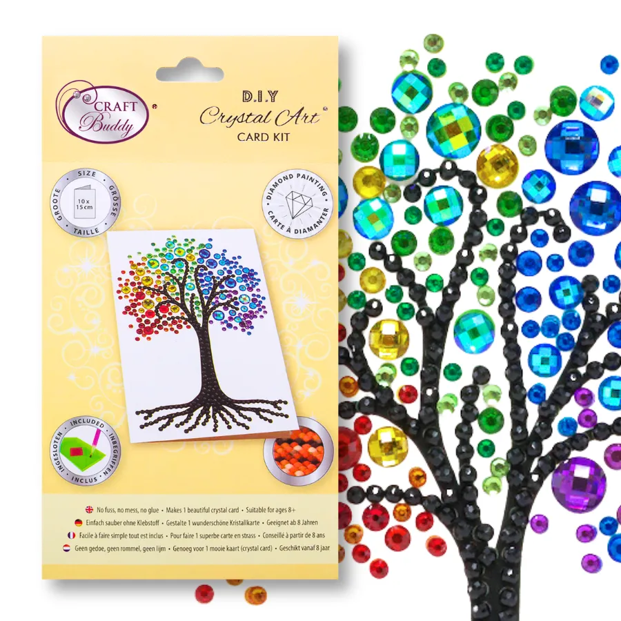 CCK-10x15B5: Rainbow Tree, 10x15cm Crystal Art Card