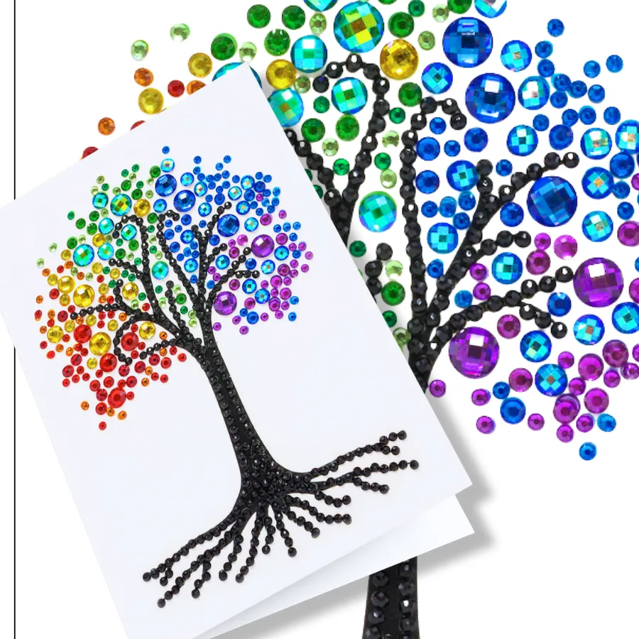 CCK-10x15B5: Rainbow Tree, 10x15cm Crystal Art Card