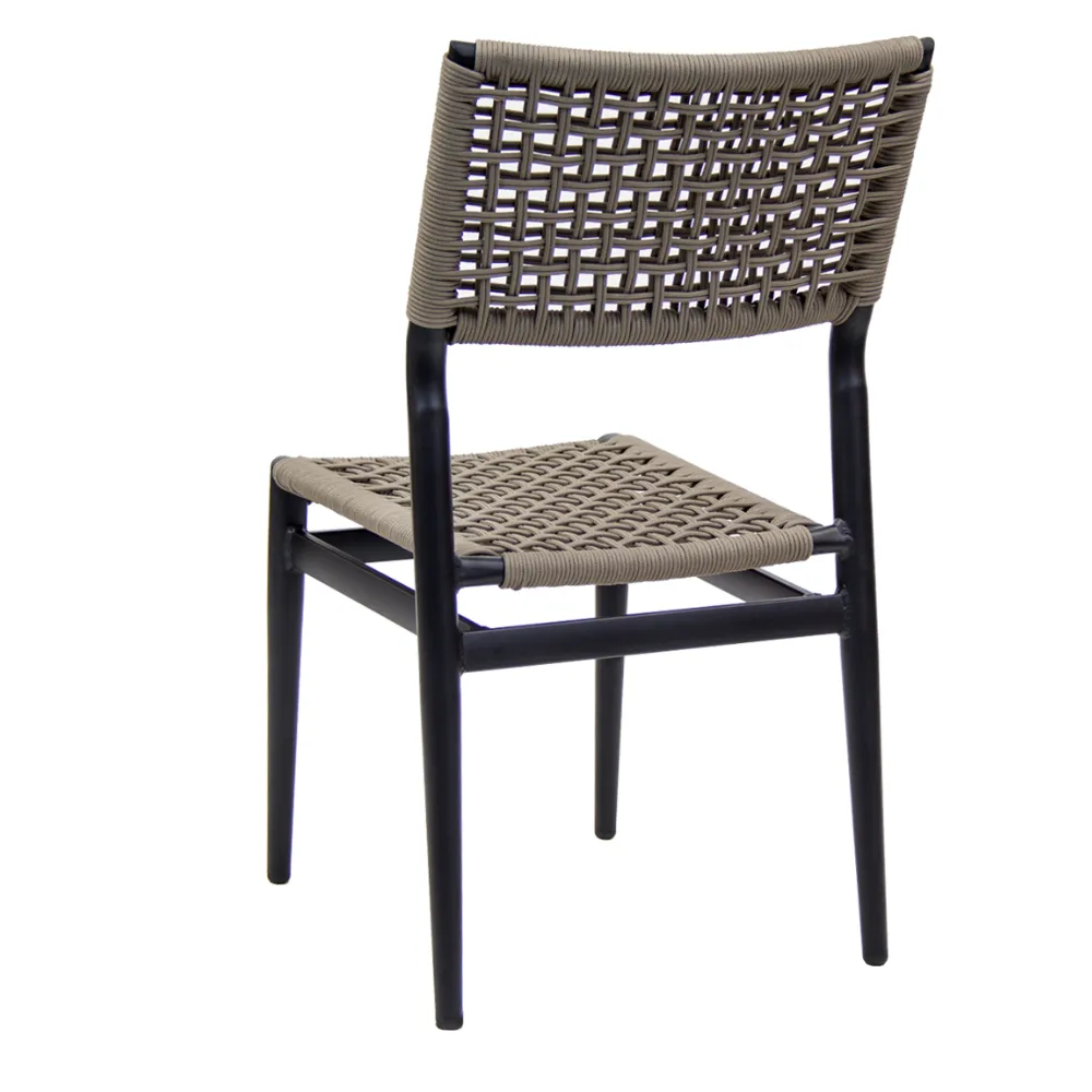 Coastal Comfort Patio Side Chair With Synthetic Polyester Fabric Seat and Back