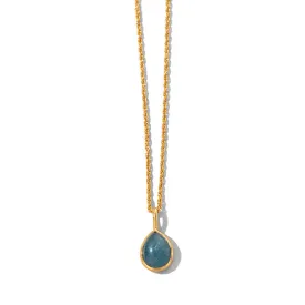 Droplet Necklace, Aquamarine, Gold