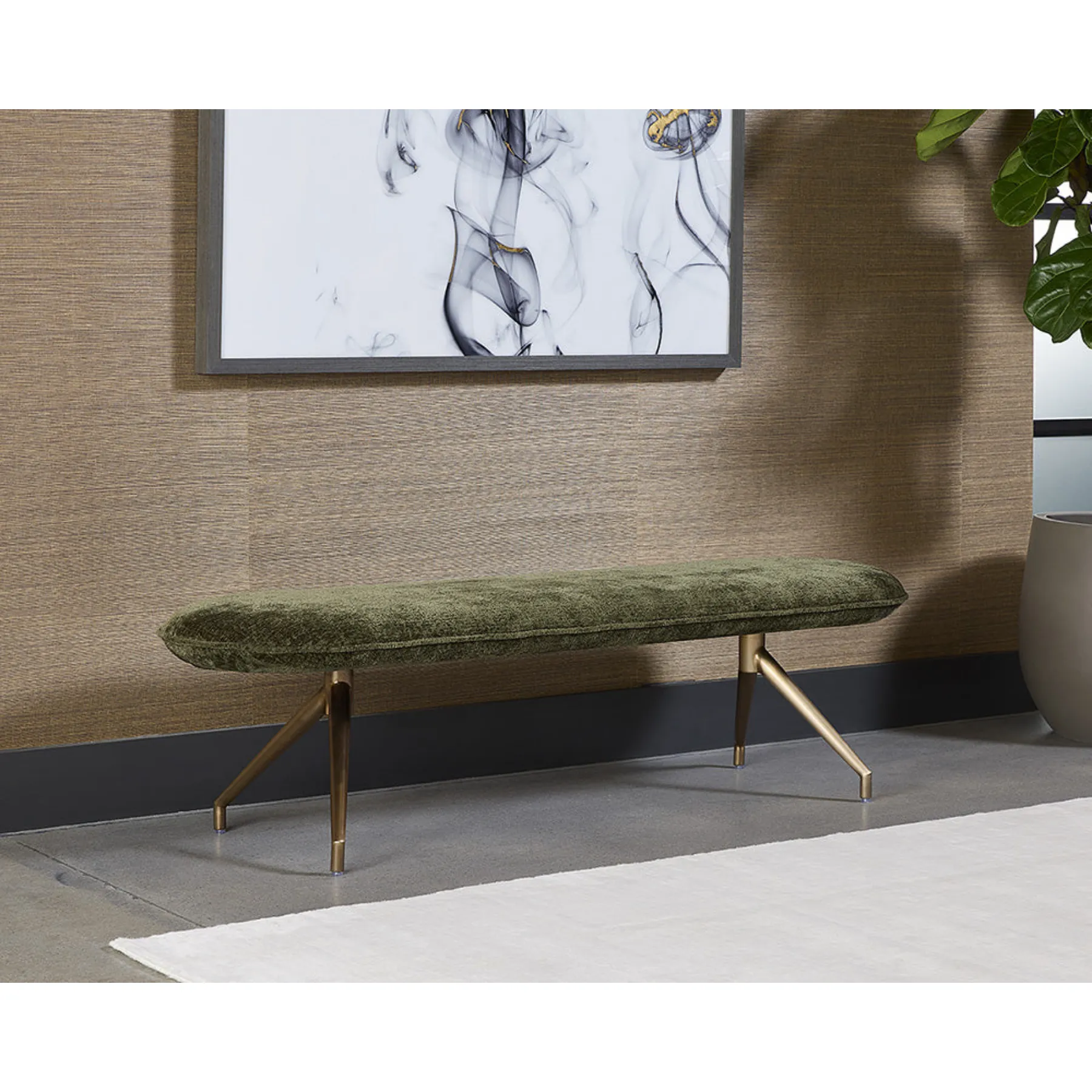 Elenor Olive Upholstered Bench