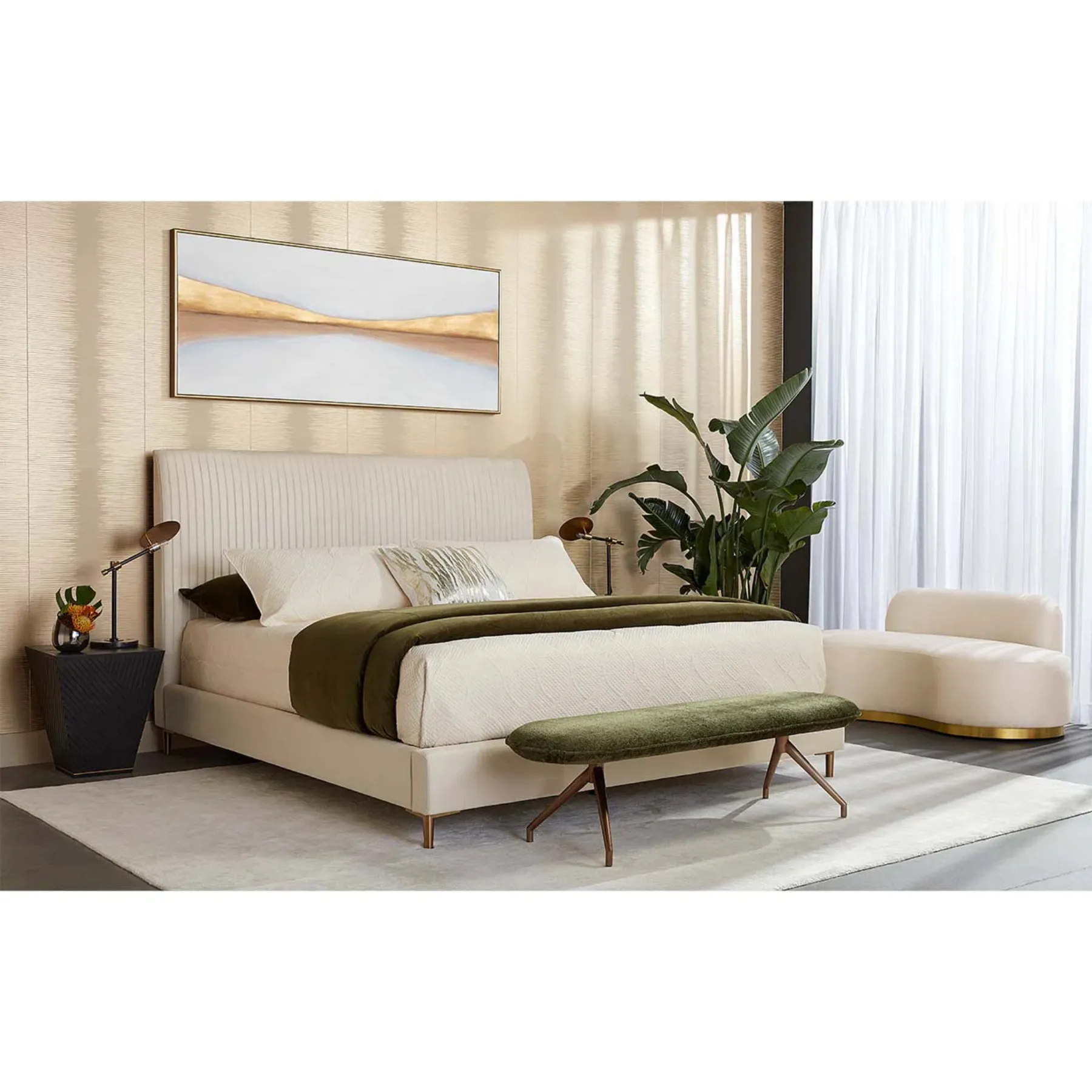 Elenor Olive Upholstered Bench