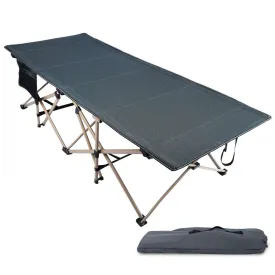 Extra Wide Folding Camping Cot for Adults, Grey Blue Green