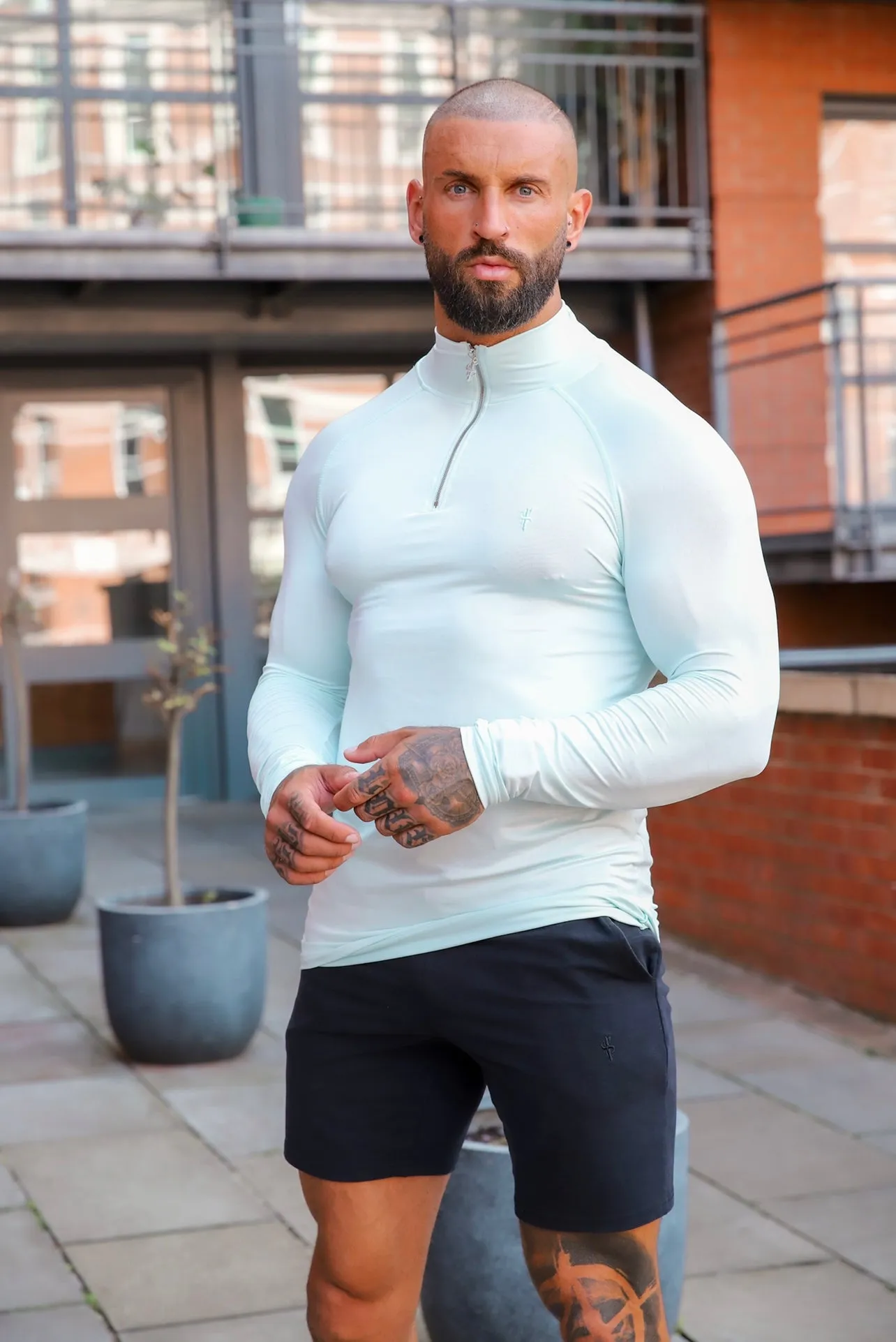 Father Sons Long Sleeve Mint Half Zip Gym Top - FSH750