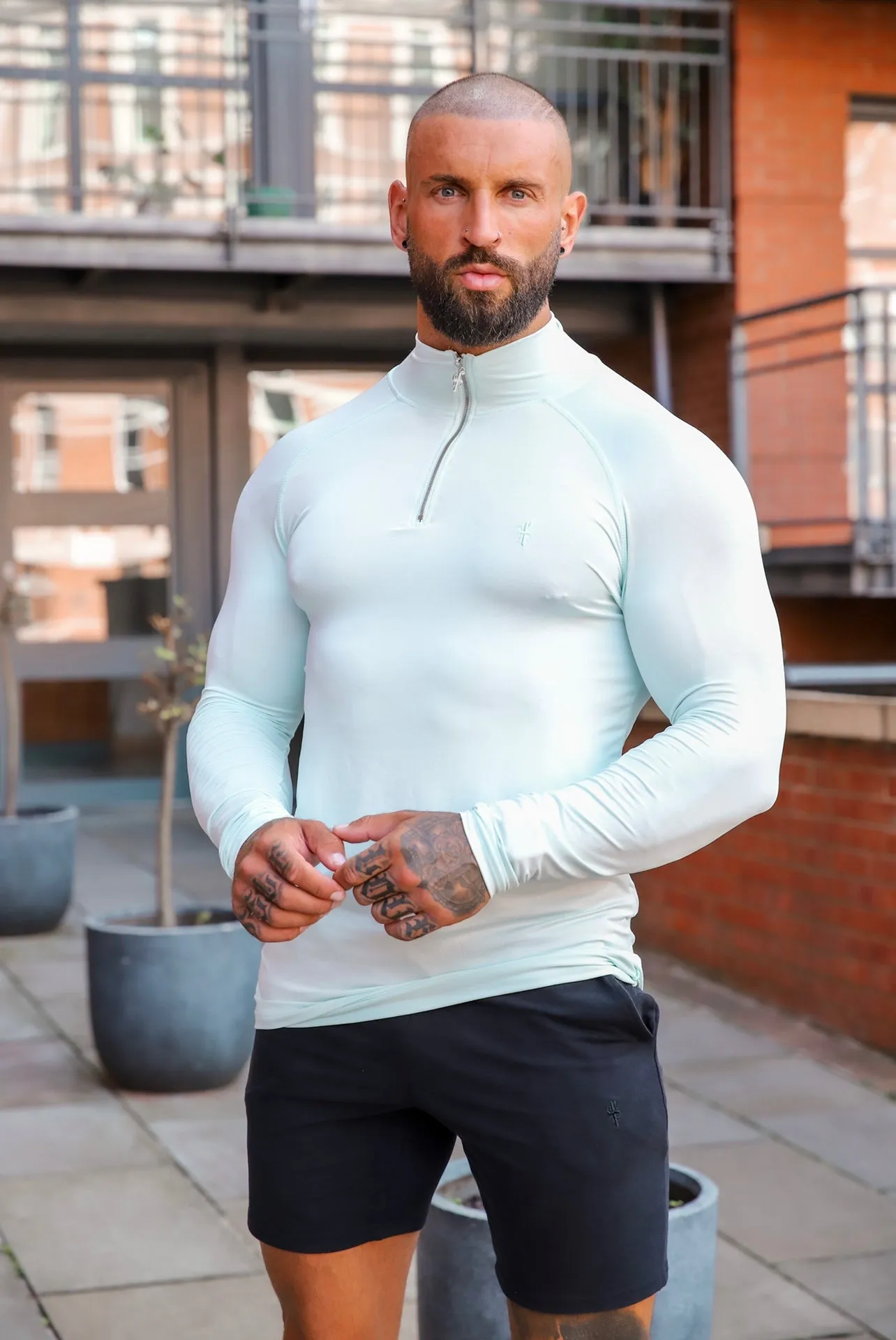 Father Sons Long Sleeve Mint Half Zip Gym Top - FSH750