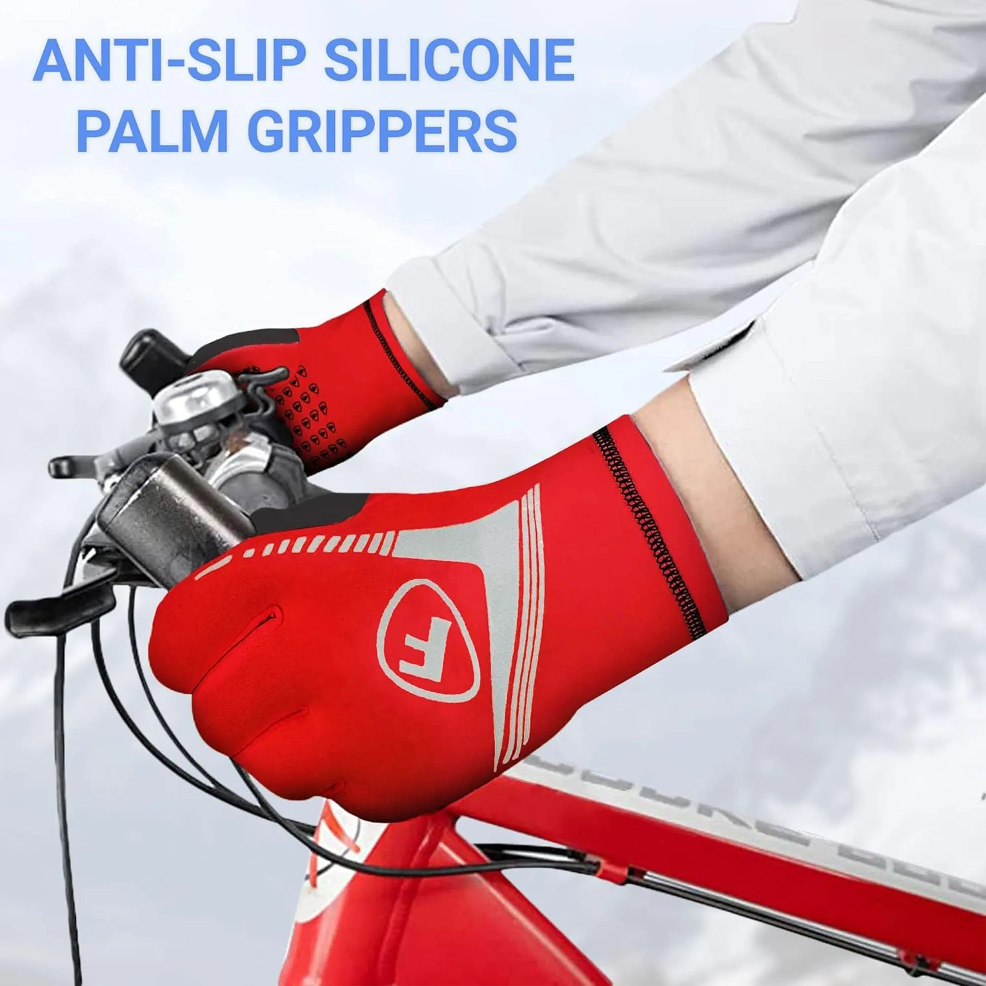 Fdx Frost Red Full Finger Winter Cycling Gloves