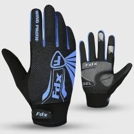 Fdx Zesto Blue Full Finger Winter Cycling Gloves