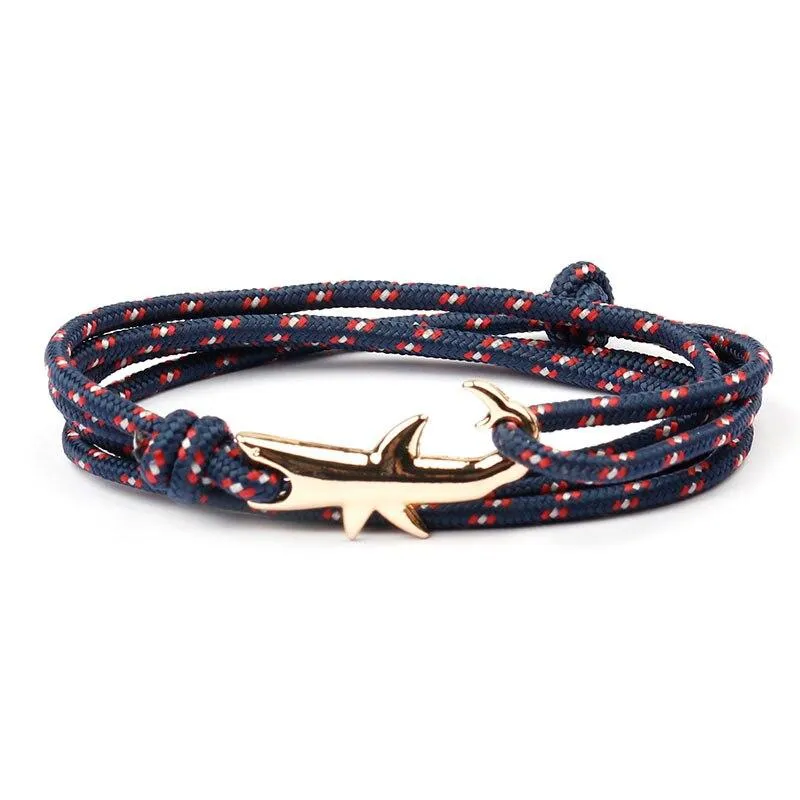 Golden Shark Nautical Rope Bracelet