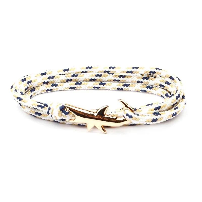 Golden Shark Nautical Rope Bracelet