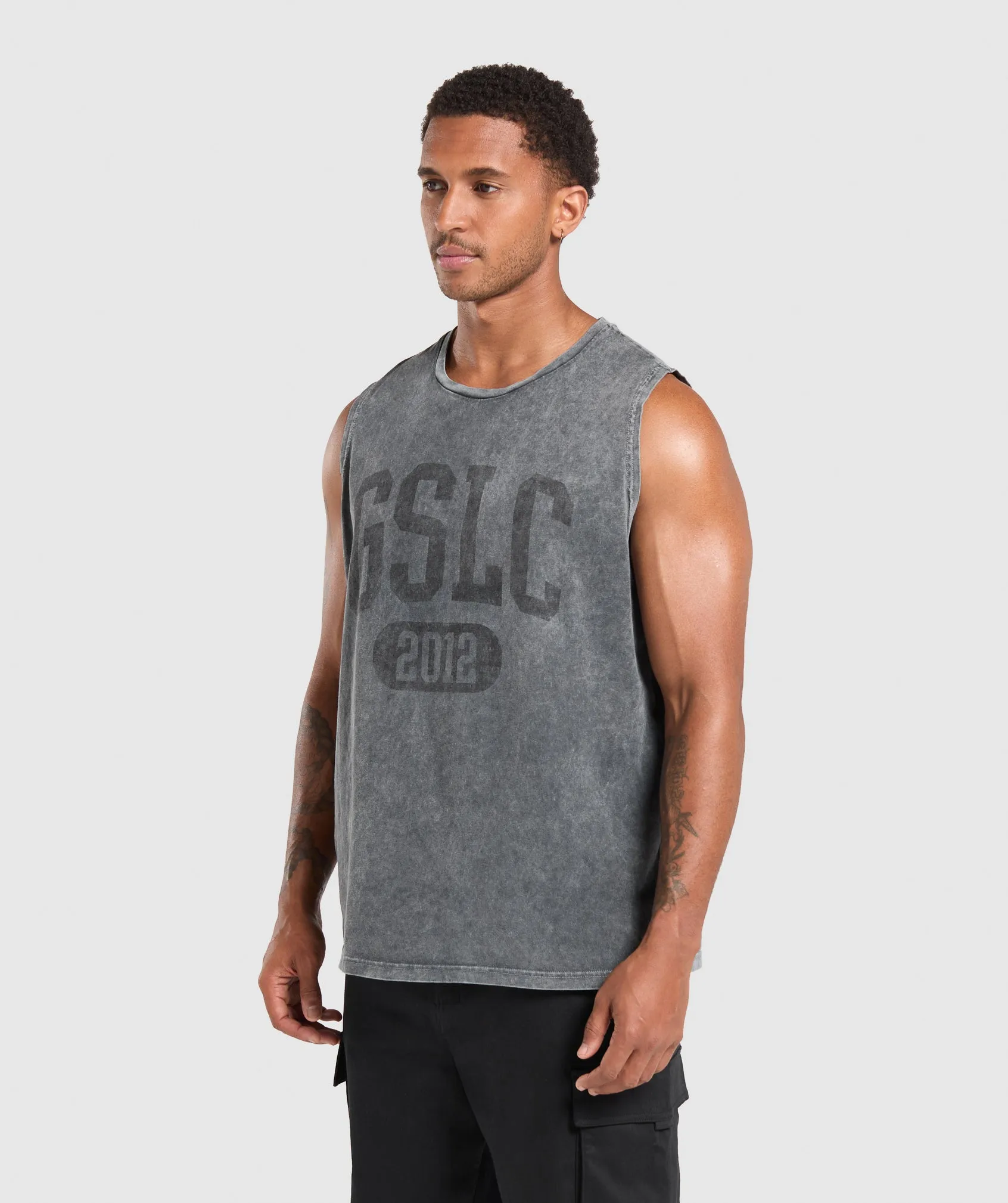 Gymshark Collegiate Shadow Washed Tank - Asphalt Grey