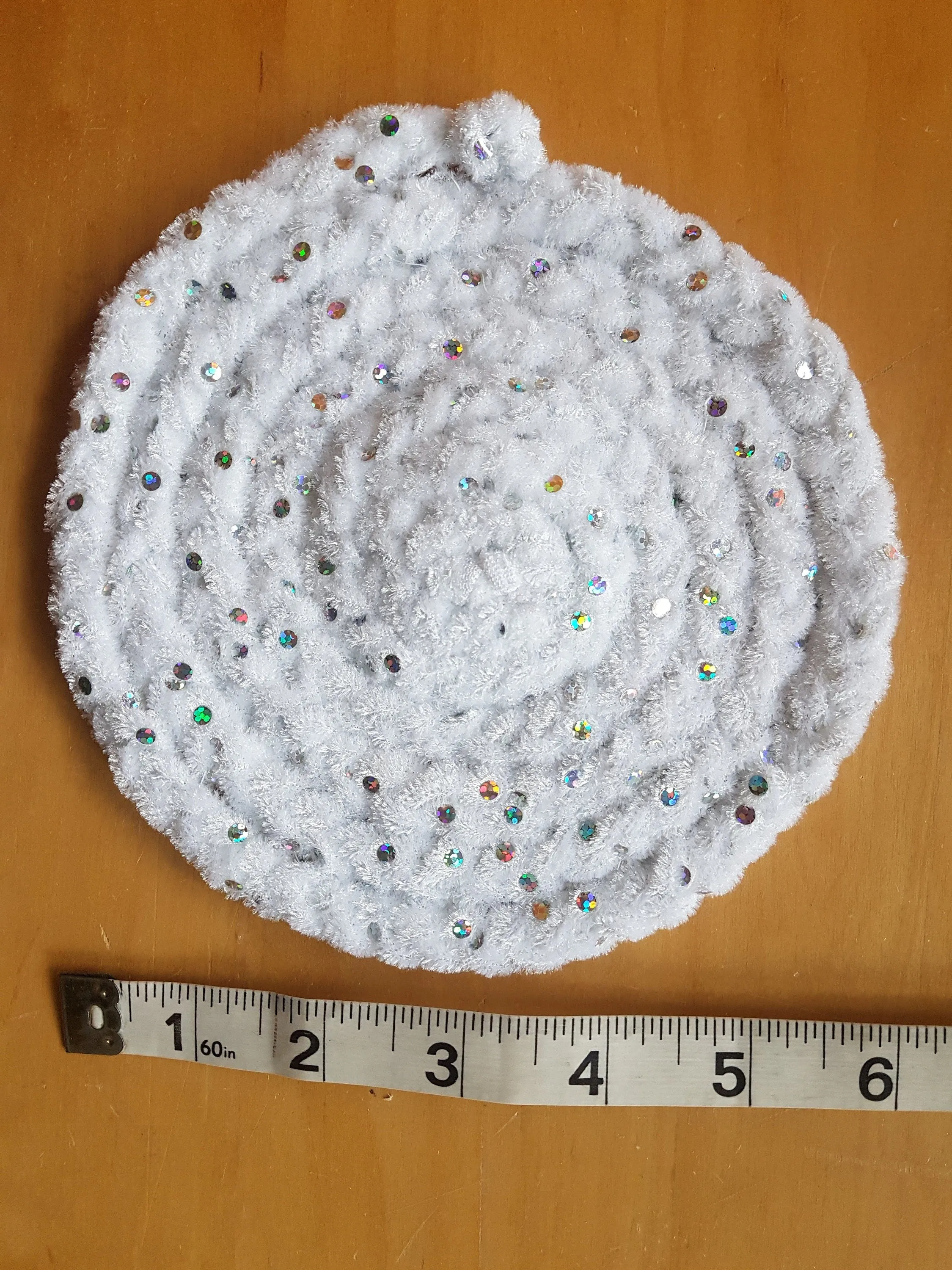 Handmade Coaster White Sequin Christmas Sparkly