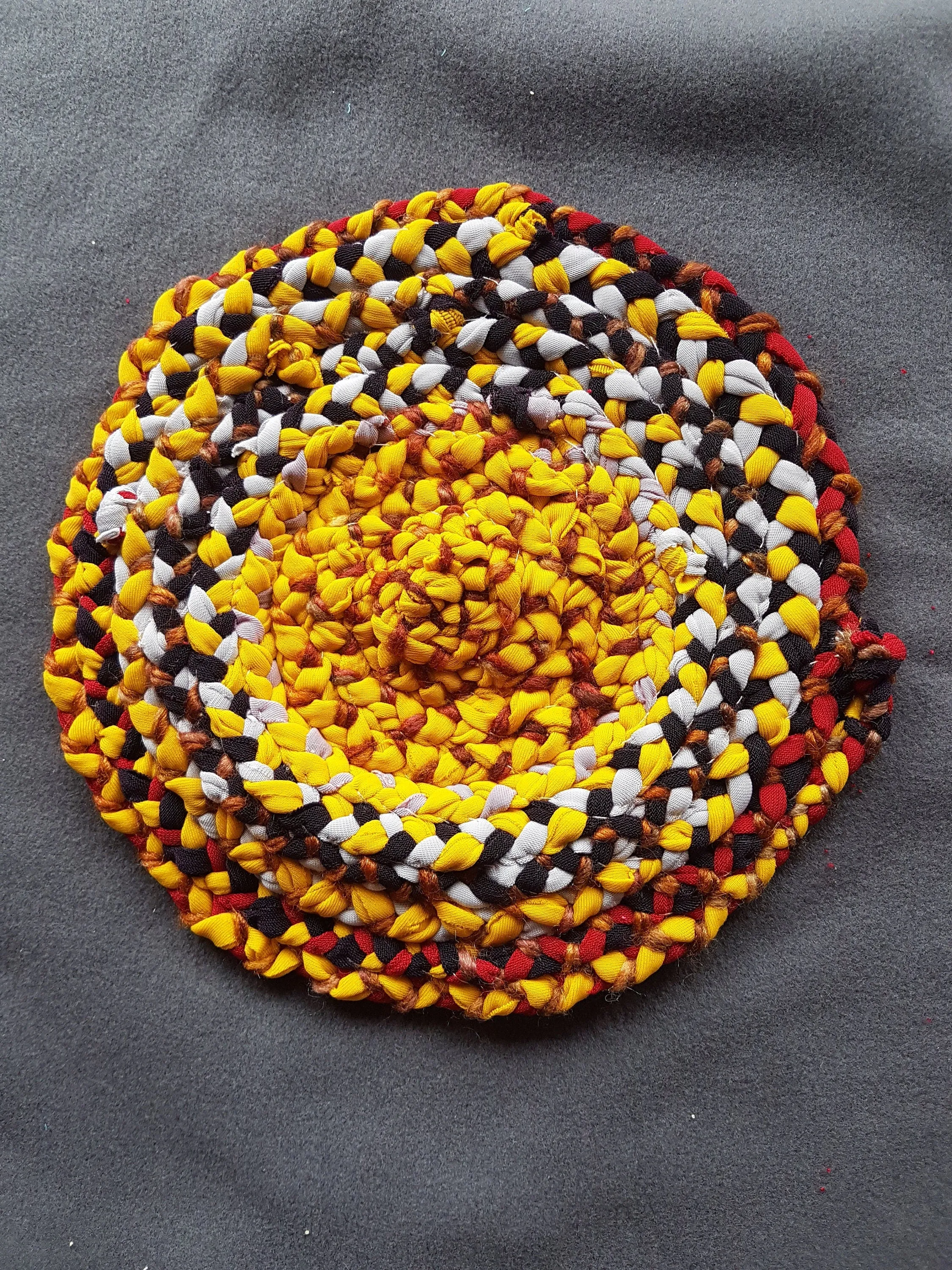 Handmade Round Yellow Brown Coaster