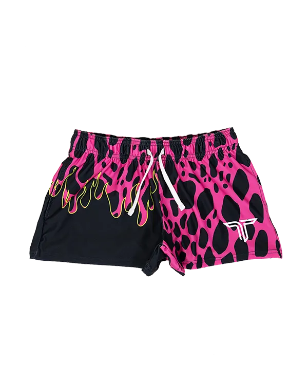 Hot Pink Wildfire Women's Gym Shorts (3" Inseam)