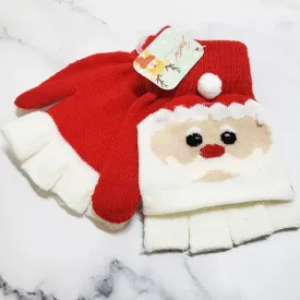 Kids Santa Fingerless Convertible Mittens