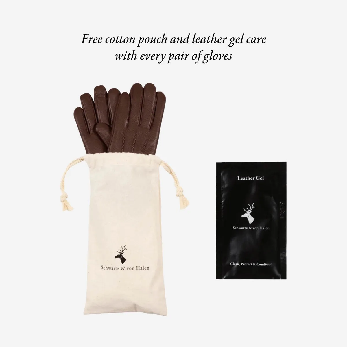 Kira (brown) - sheepskin leather gloves with wool/cashmere lining & touchscreen feature