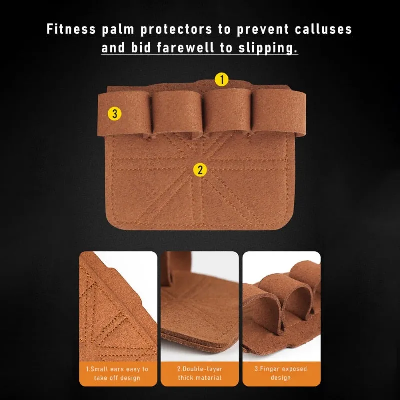  Leather Weight Lifting Training Gloves Palm Protection Women Men Fitness Sports Gymnastics Grips Pull ups Weightlifting Workout