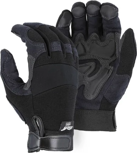 Majestic Gloves 2139 [Black] Double Palm Armor Skin Gloves [Dozen]