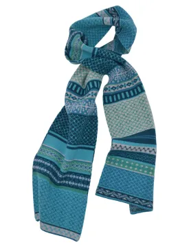 Marischal reversible large Fair isle scarf - Turquoise