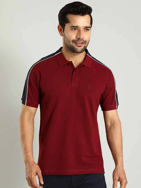 Men Color Block Polo T-Shirt