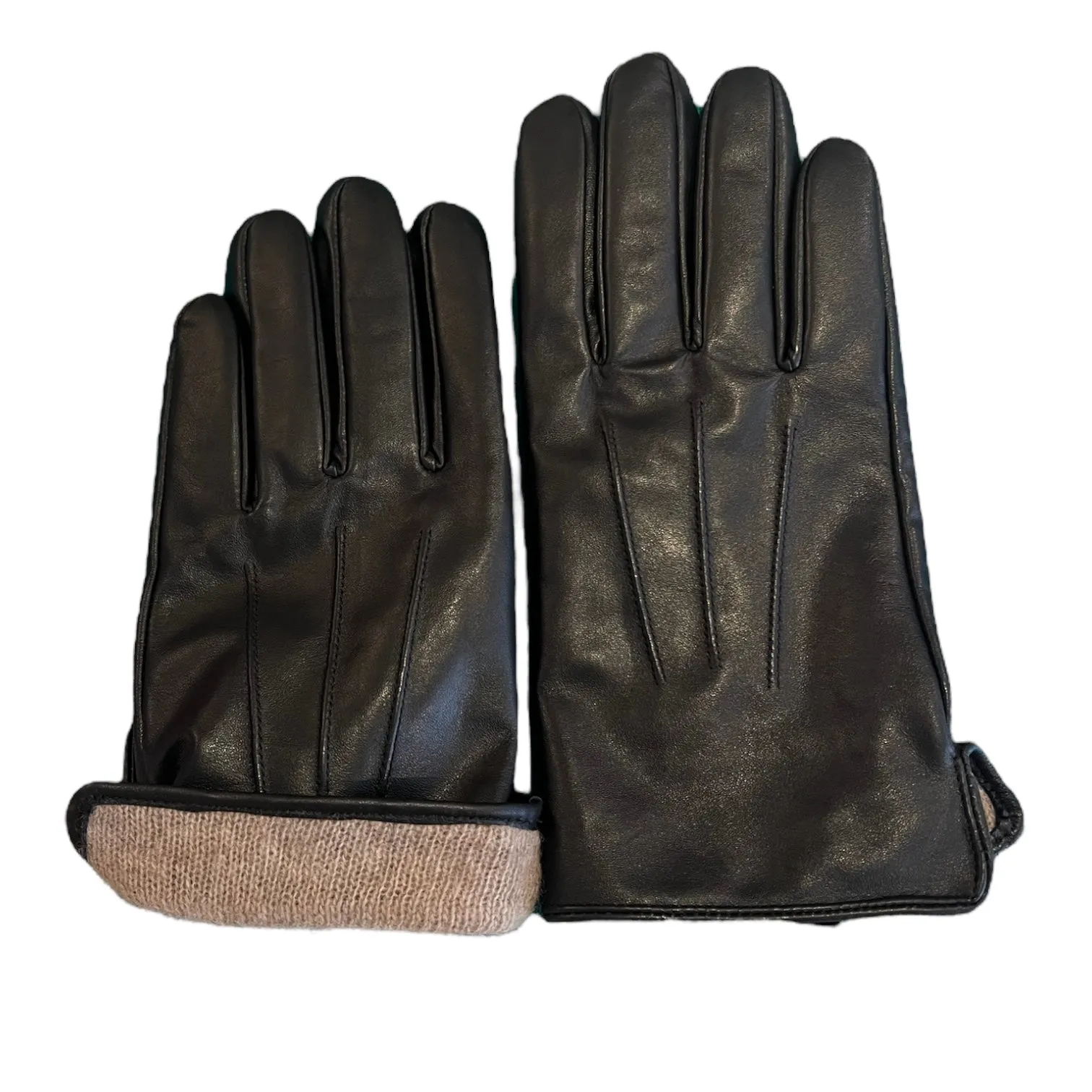 Mens Cashmere-lined Leather Gloves in Black