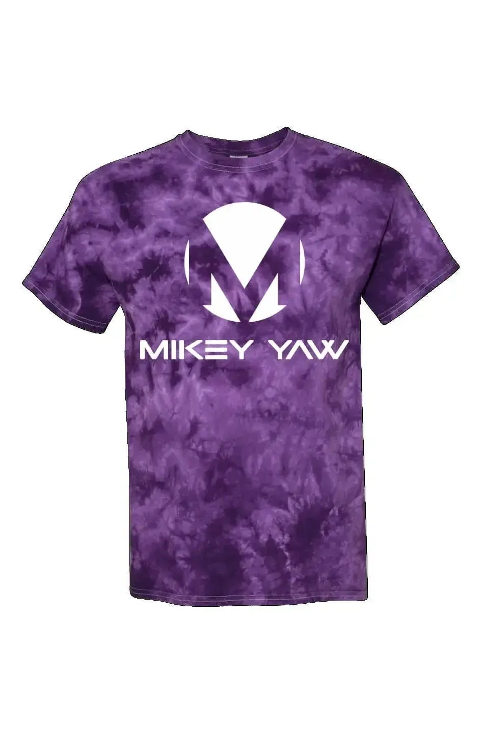 Mikey Yaw White Monogram on Purple Crystal Tie-Dye Short Sleeve T-Shirt