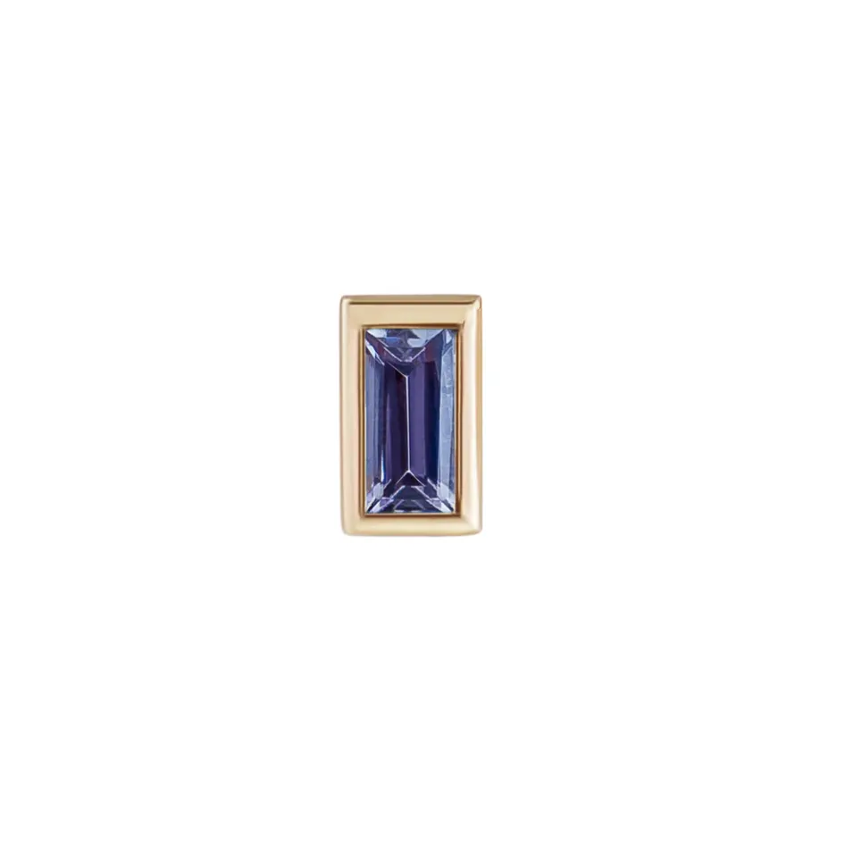 Mini Bezel Baguette Set Gemstone Stud