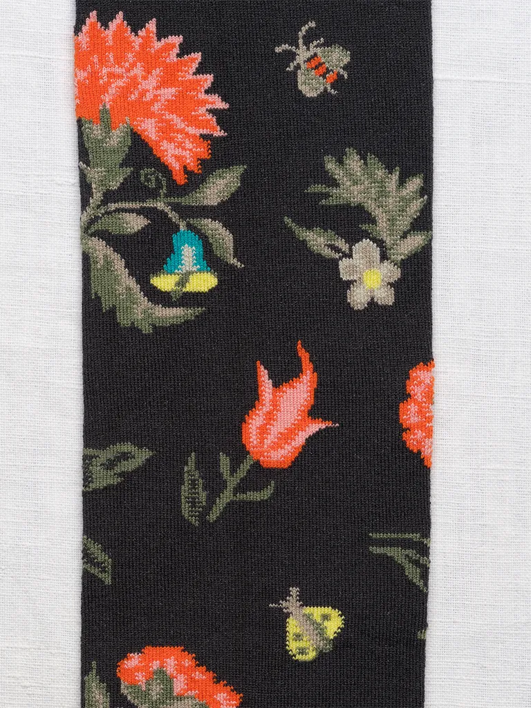 Navy Floral Knee Socks