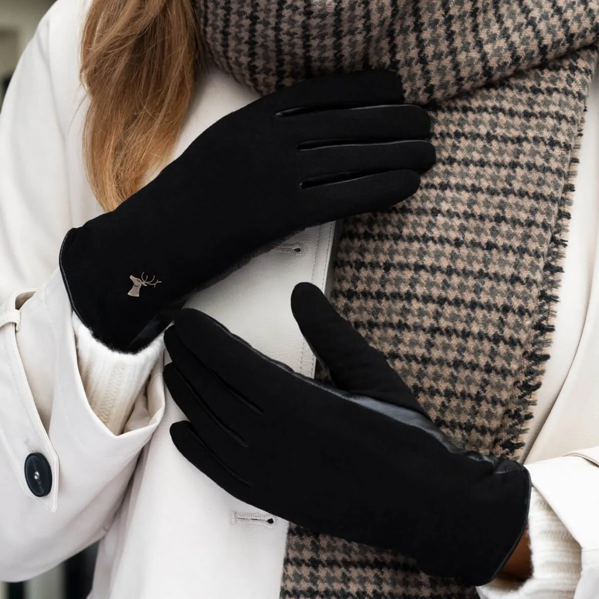 Nora - sheepskin leather gloves with faux fur lining & touchscreen feature