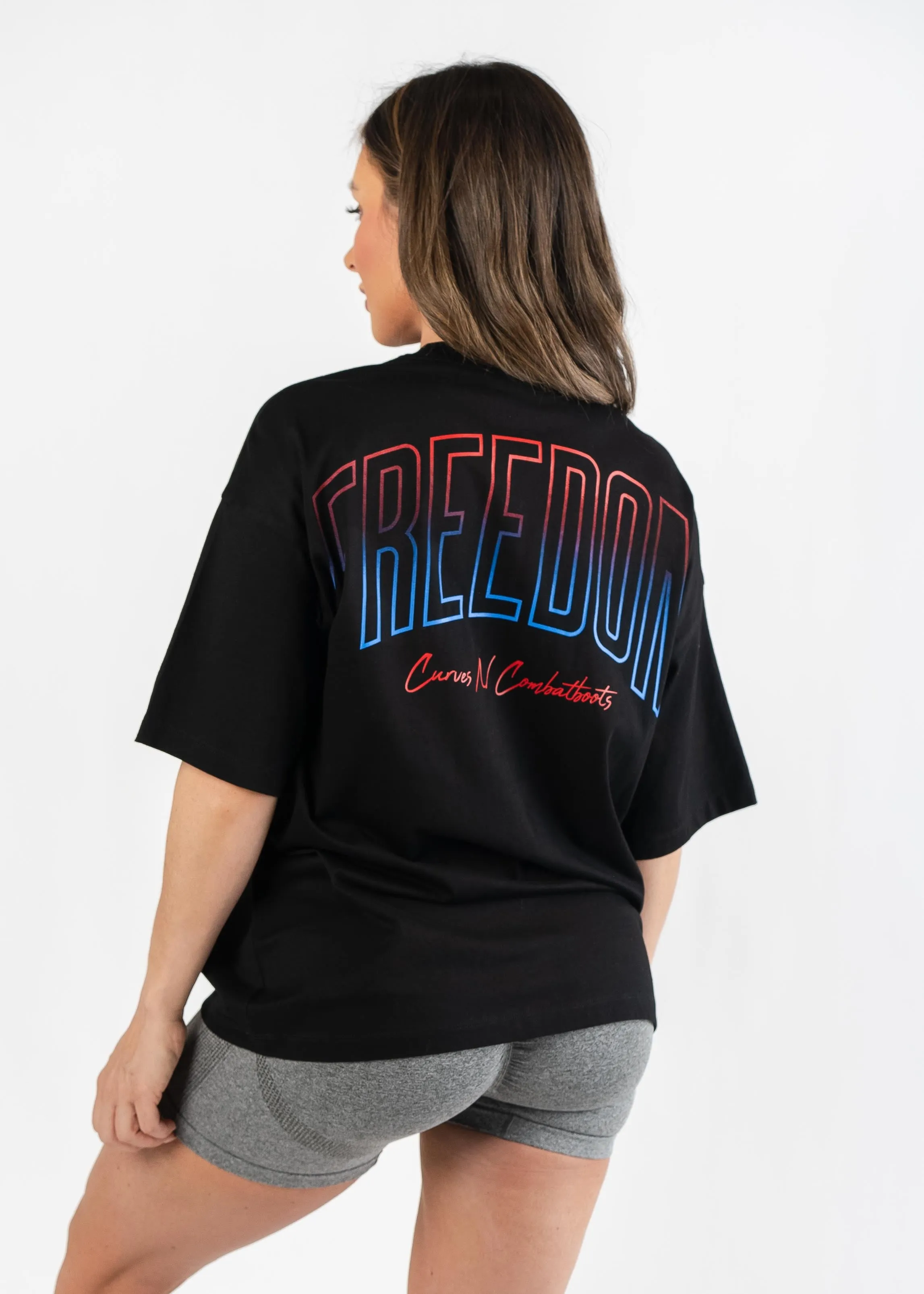 Oversized Tee | Black w/Freedom