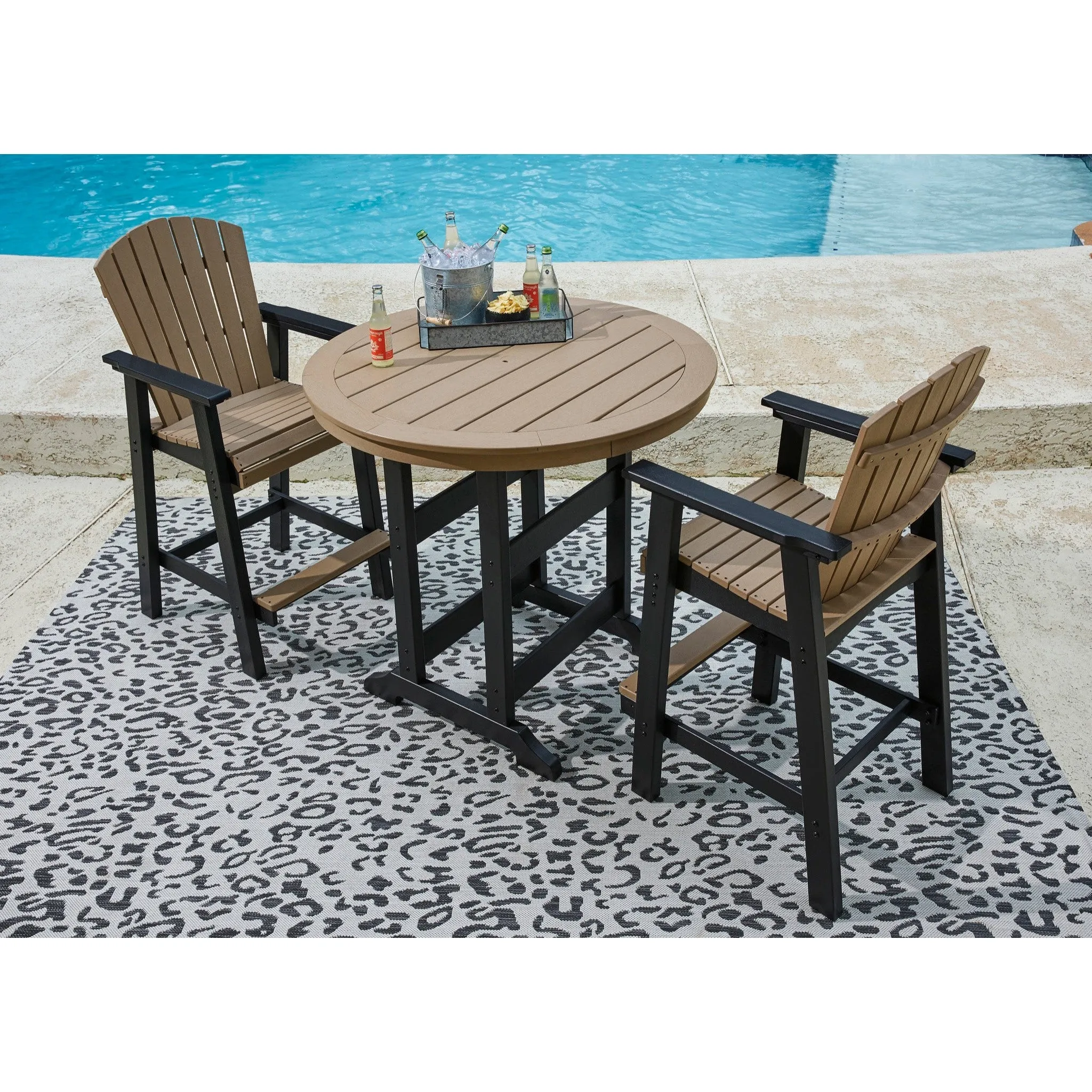 Poly Black-Driftwood Dining Sets at Bar Height