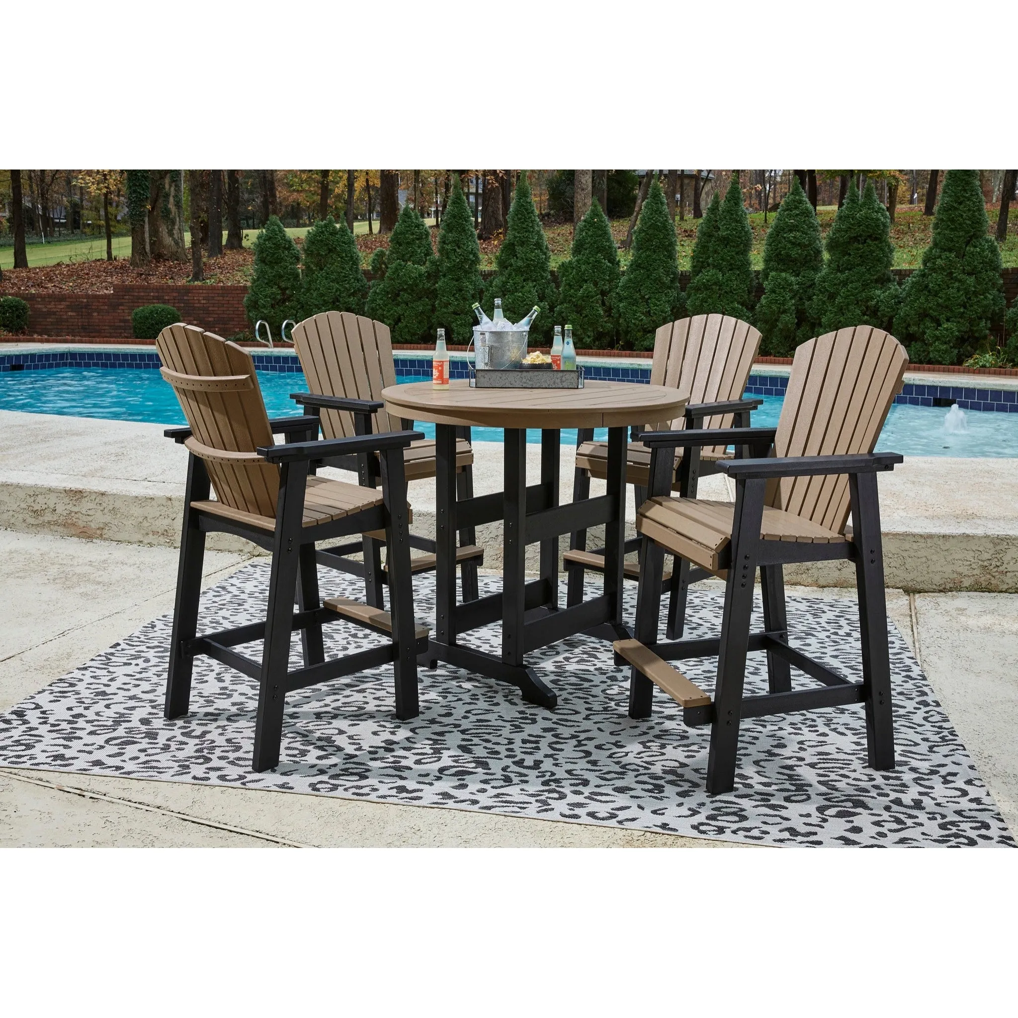 Poly Black-Driftwood Dining Sets at Bar Height