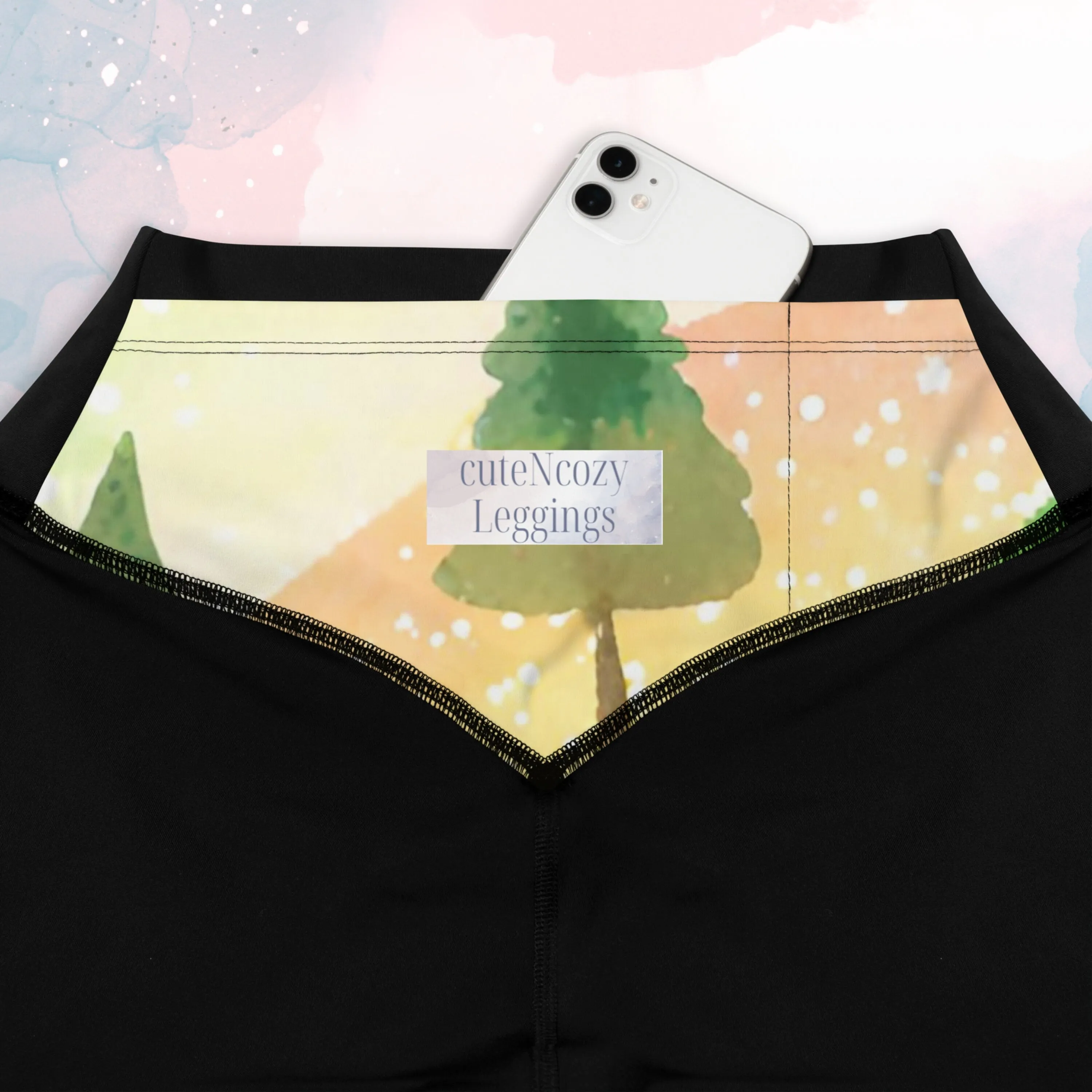 Rainbow and Pine Trees Athletic Compression Sports Leggings