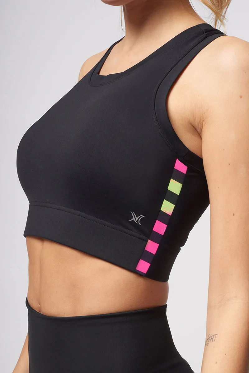 Rainbow T-Back Gym Bra Black